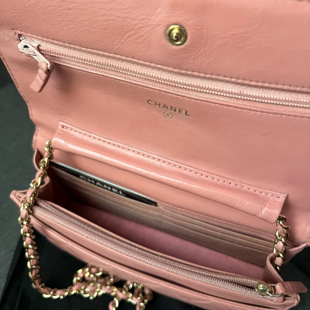 Chanel Wallet on Chain (WOC) Pink Quilted Leather Crossbody - Picture 5 of 12